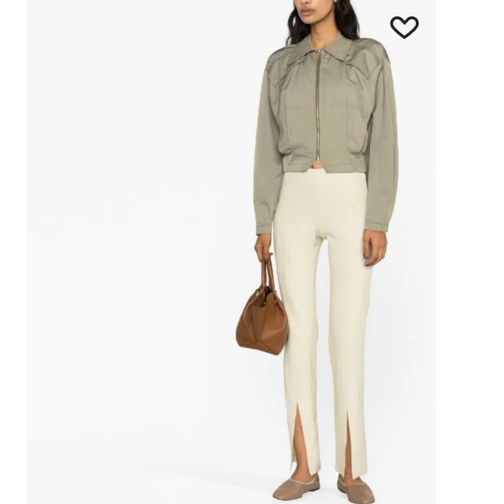 L'Acadeie Cream Slit Cuff Slim Fit Pants